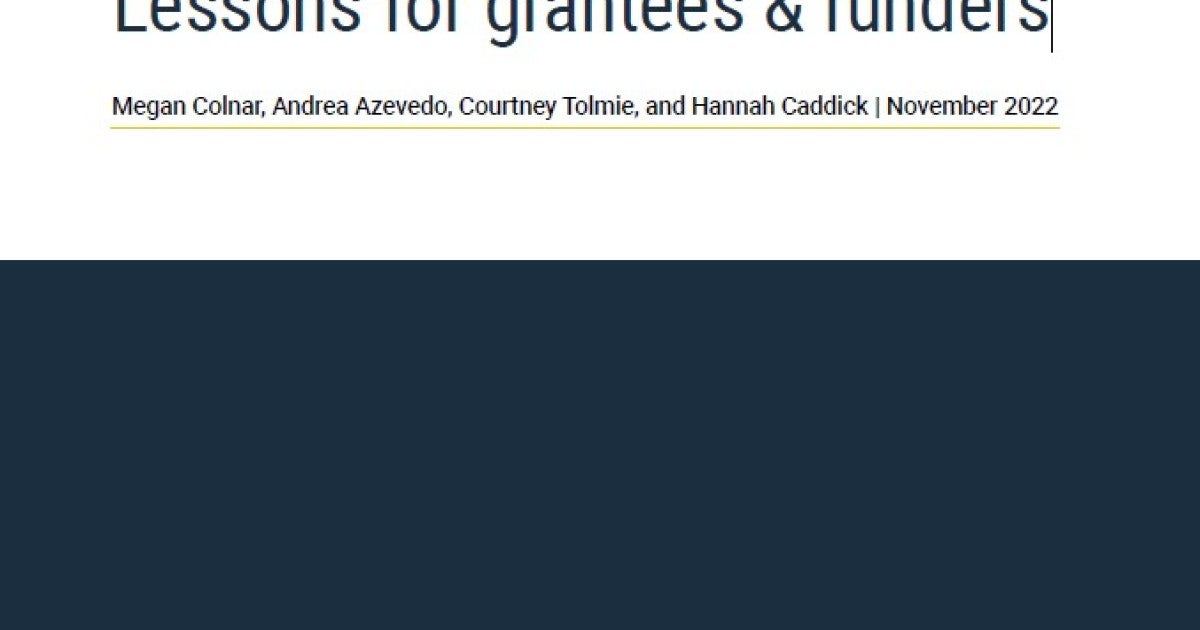 Setting new standards for better MEL Lessons for grantees & funders